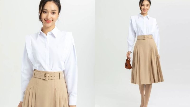 Set váy áo công sở lịch sự hợp với nhiều vóc dáng khác nhau