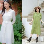 Váy form A dáng sơ mi giúp che bụng và tạo vẻ ngoài năng động