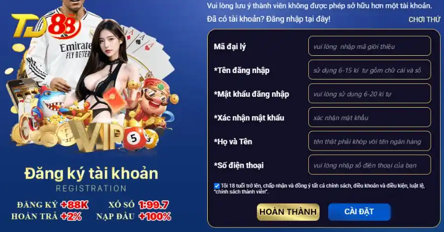 Điều kiện để đăng ký tài khoản TD88