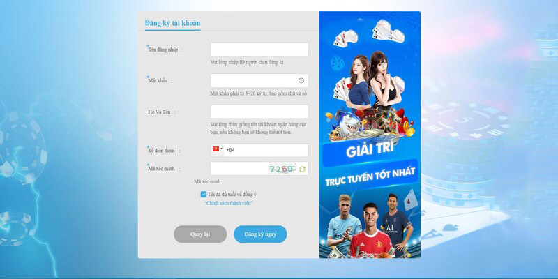 Hình 3: Hướng dẫn đăng ký tài khoản bắn cá 777