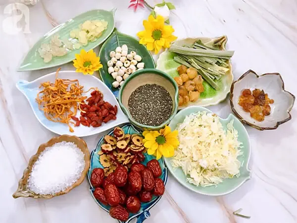 Các nguyên liệu để nấu chè dưỡng nhan