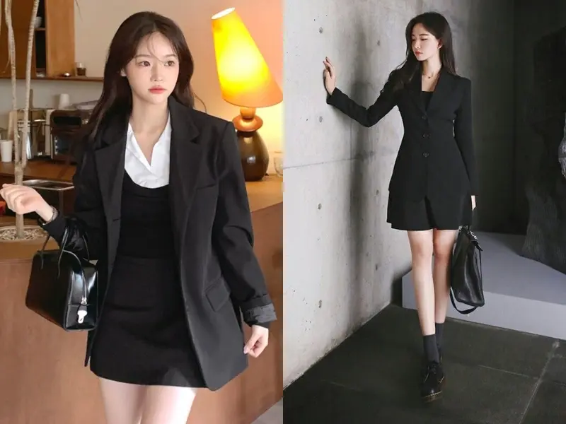 Một set đồ sành điệu kết hợp blazer và váy liền
