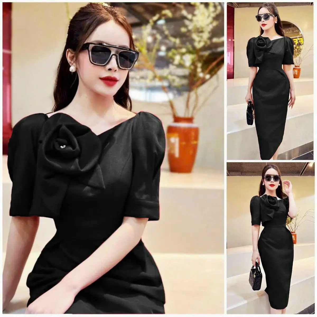 Một quý cô thanh lịch trong chiếc đầm dự tiệc công sở
