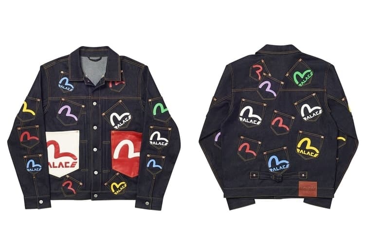 Một chiếc áo khoác denim Evisu với logo sau lưng