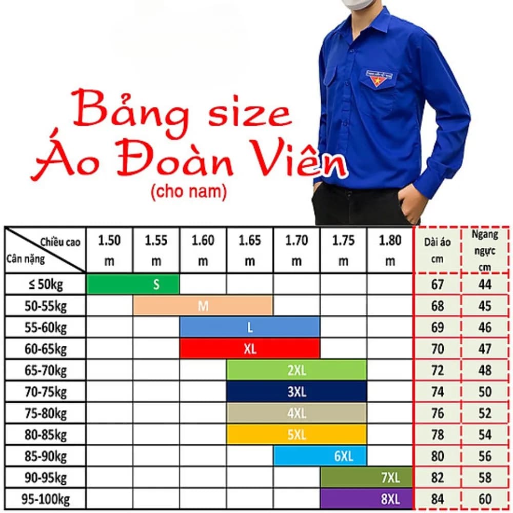 Lựa chọn size áo đoàn vừa vặn và tôn dáng