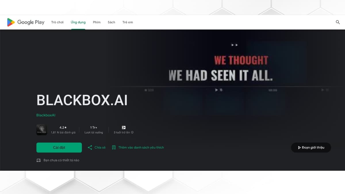 Giao diện Blackbox AI đang gợi ý một đoạn code phức tạp