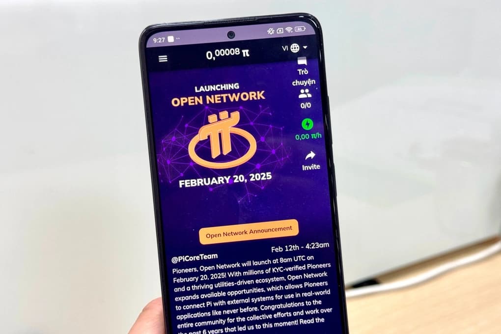 Giao diện ứng dụng khai thác Pi Network trên điện thoại