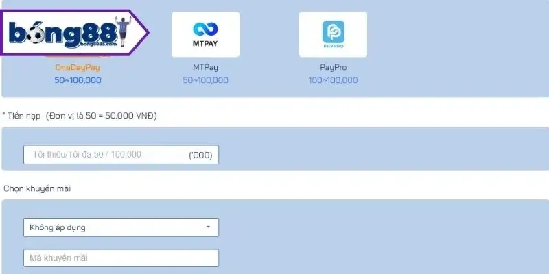Những lưu ý khi nạp tiền bong88