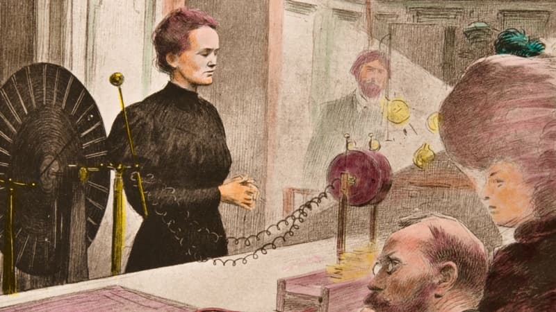 Nhà khoa học Marie Curie trong phòng thí nghiệm của mình - Phụ Nữ Trong Các Ngành STEM
