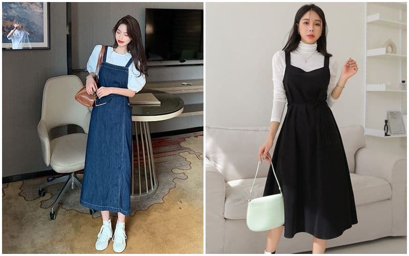 Phong cách nữ thanh lịch với váy yếm