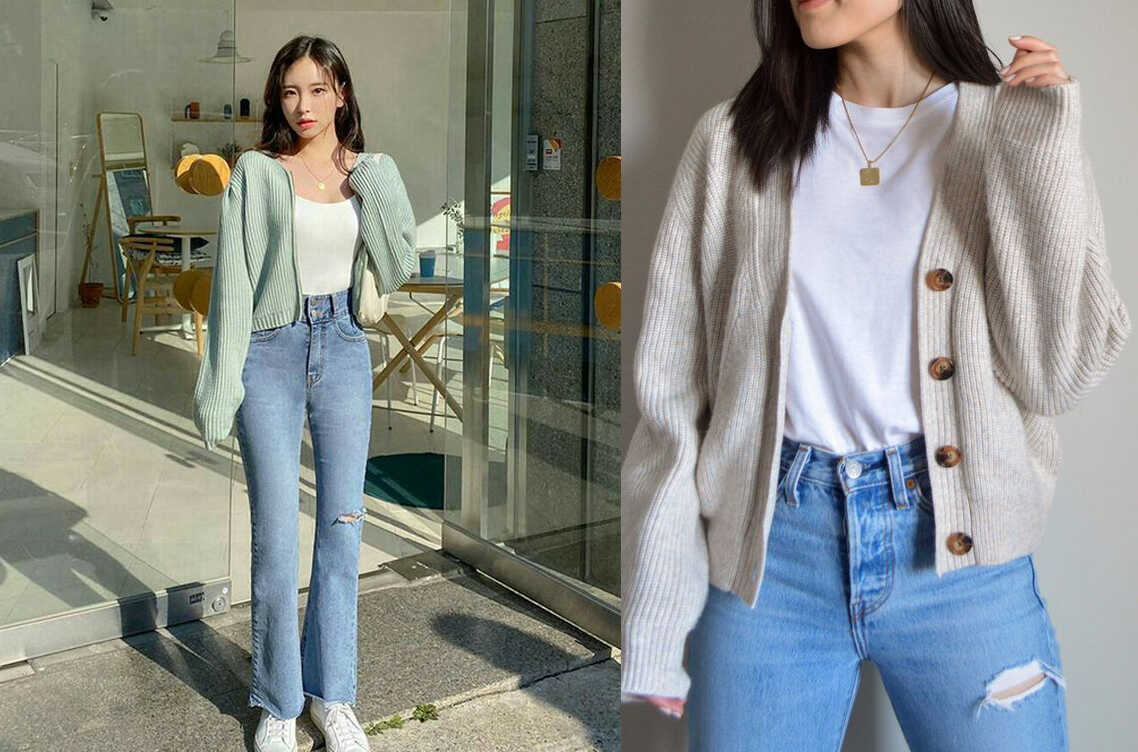 Phối đồ thanh lịch cùng áo Cardigan dáng ngắn