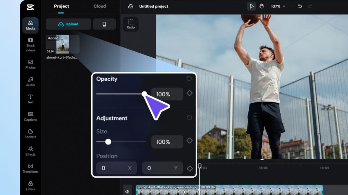 Giao diện tùy chỉnh chuyển động bằng keyframe trên Capcut