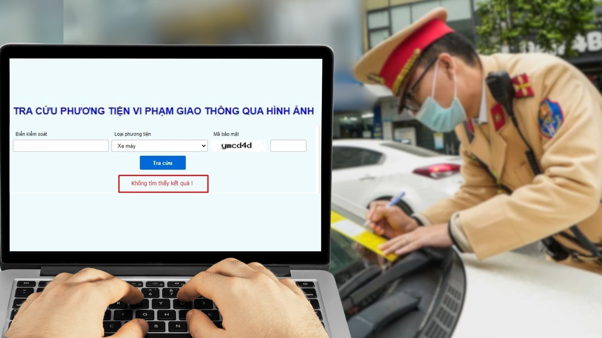 Giao diện tra cứu biển số xe bị phạt nguội trên website Cục CSGT