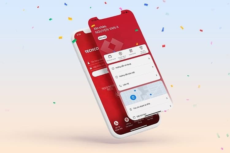 Giao diện hiện đại và thân thiện của ứng dụng Techcombank Mobile
