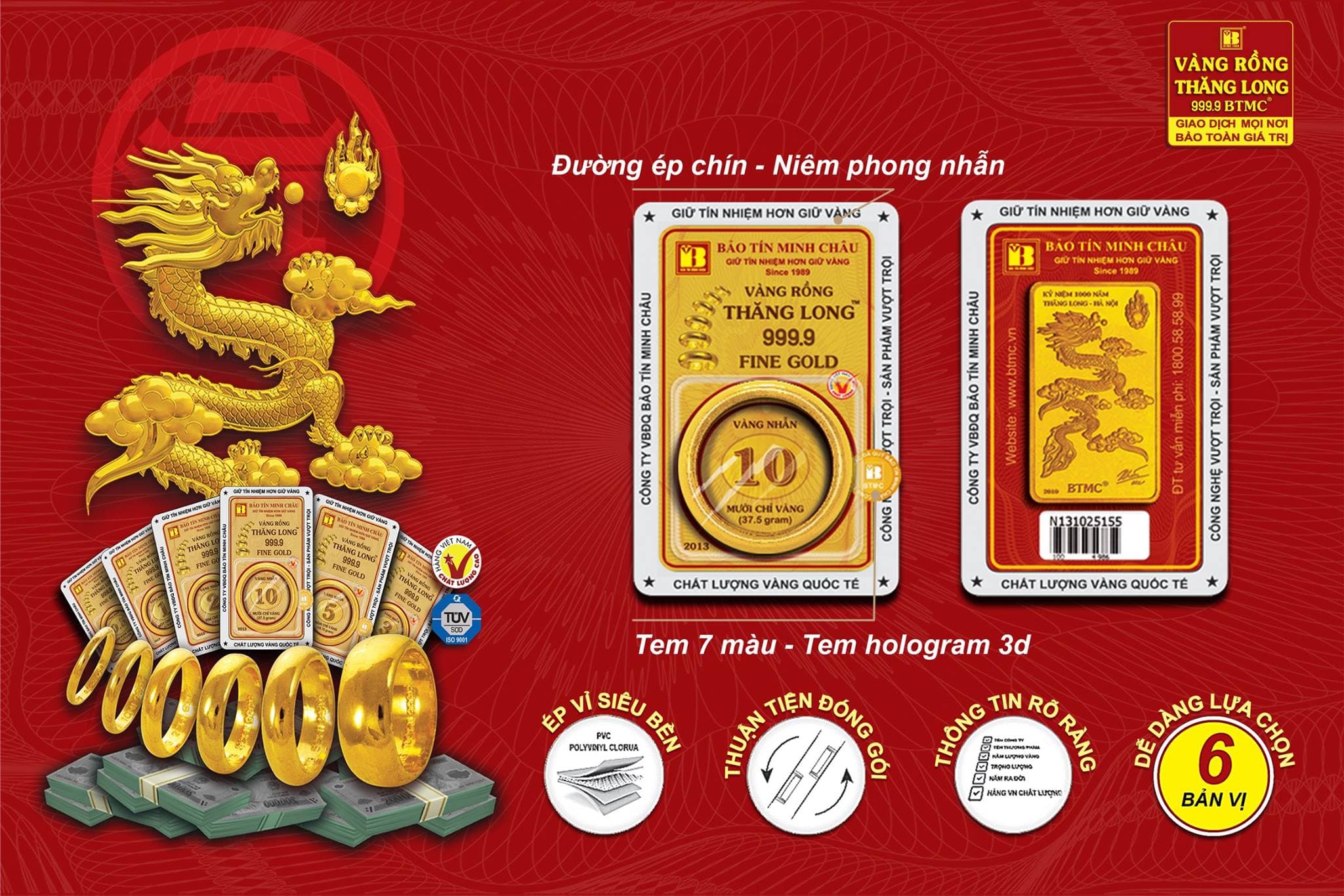 Sản phẩm Vàng Rồng Thăng Long của Bảo Tín Minh Châu