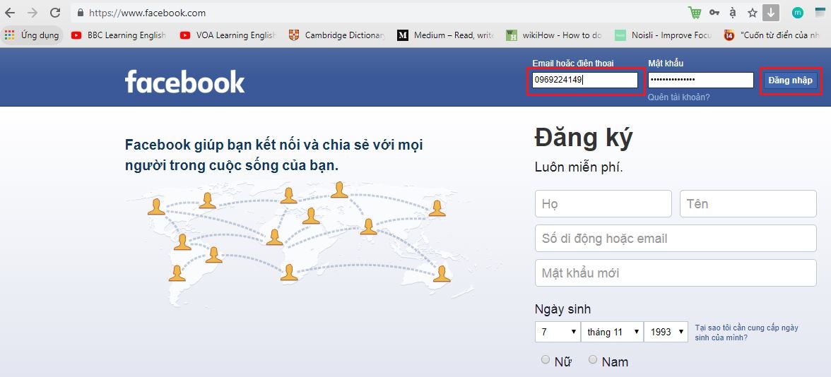 Đăng nhập Facebook khi bị mất mật khẩu