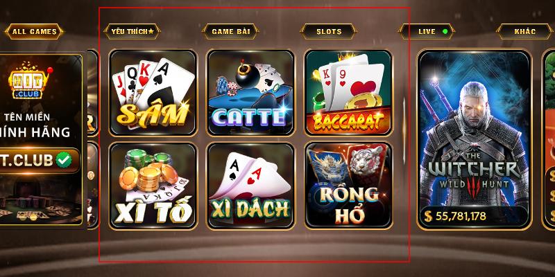 Người chơi tham gia được thử mình với nhiều game bài hấp dẫn
