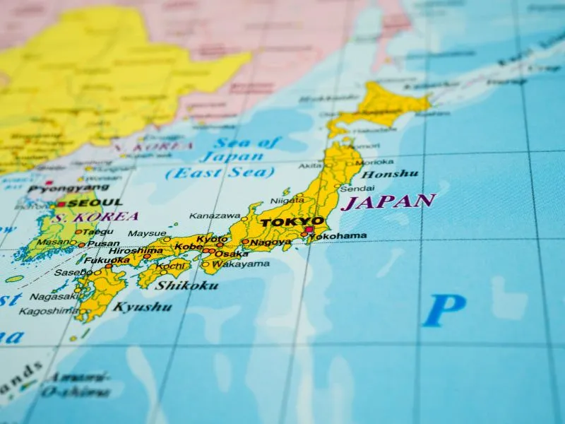 Minh họa hệ thống hành chính trên bản đồ Nhật Bản