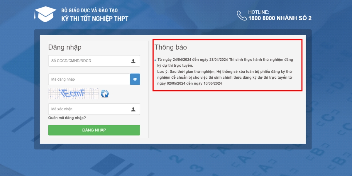 Phương thức truy cập hệ thống quản lý thi quốc gia