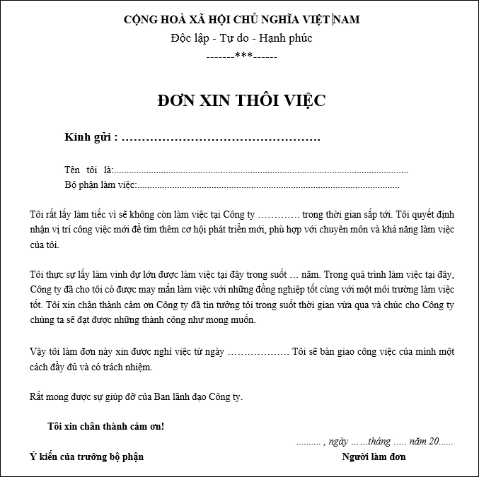 Thấu hiểu vai trò của văn bản đơn xin nghỉ việc chính xác