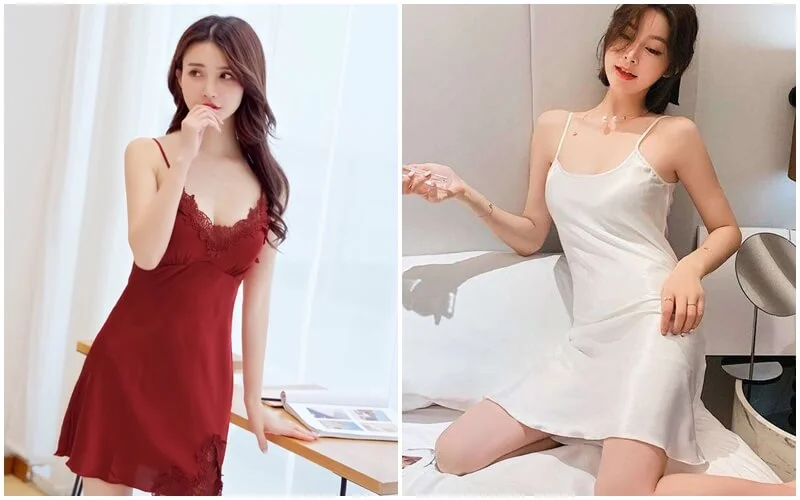 Váy ngủ ren - Hai dây phối mesh hiện đại Váy ngủ ren - Hai dây phối mesh hiện đại