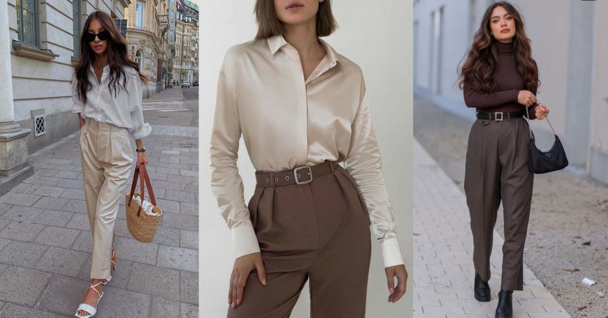 Phối đồ với quần tây nữ công sở - Cạp cao và ly giữa: hack chân, gọn vòng eo Phối đồ với quần tây nữ công sở - Cạp cao và ly giữa: hack chân, gọn vòng eo