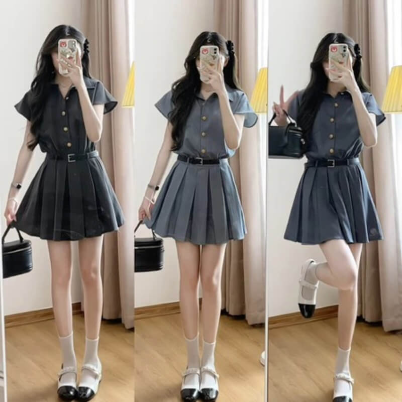 Váy xếp ly - Plus size: midi rủ nhẹ, ly đều, tránh bóng Váy xếp ly - Plus size: midi rủ nhẹ, ly đều, tránh bóng