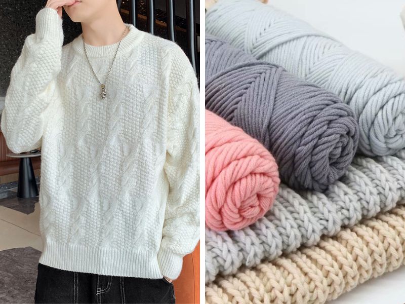 Áo len cotton nam - 1. Dệt gân cổ tròn basic Áo len cotton nam - 1. Dệt gân cổ tròn basic