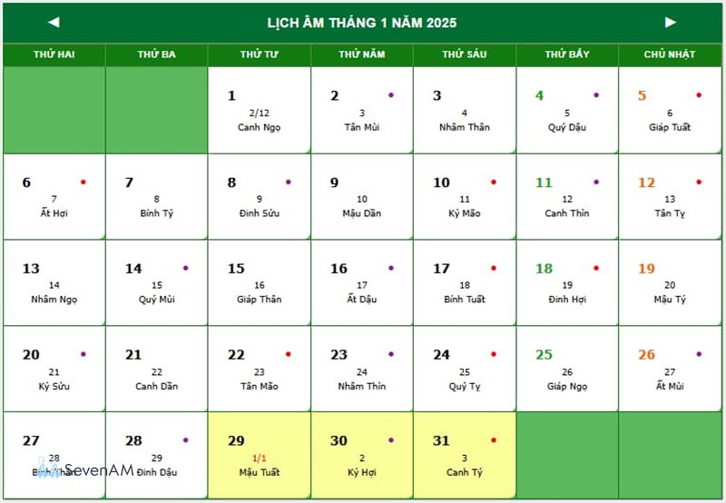 Mùng 1 Tết 2025 là ngày mấy dương lịch - Mùng 1 Tết 2025 rơi vào thứ mấy? Mùng 1 Tết 2025 là ngày mấy dương lịch - Mùng 1 Tết 2025 rơi vào thứ mấy?