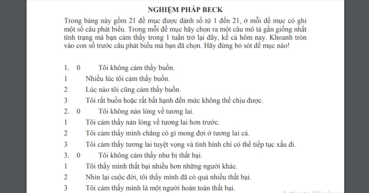 Bài test trầm cảm - PHQ-9