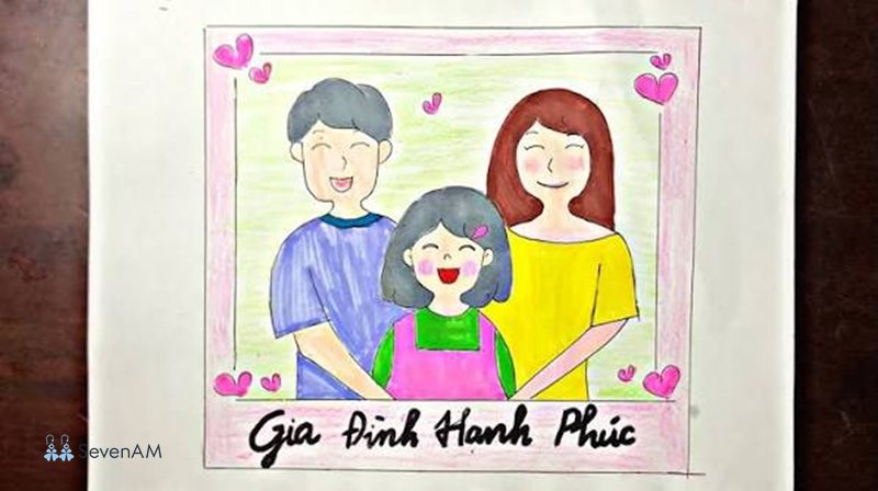 Vẽ tranh gia đình đơn giản nhất - Bước 1: Phác hình nhân vật Vẽ tranh gia đình đơn giản nhất - Bước 1: Phác hình nhân vật