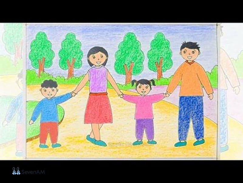 Vẽ tranh gia đình đơn giản nhất - Chọn màu tươi sáng Vẽ tranh gia đình đơn giản nhất - Chọn màu tươi sáng