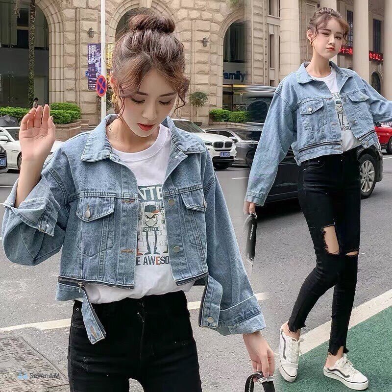 Áo khoác jean nữ - Jean dày cứng hay jean pha sợi co giãn Áo khoác jean nữ - Jean dày cứng hay jean pha sợi co giãn