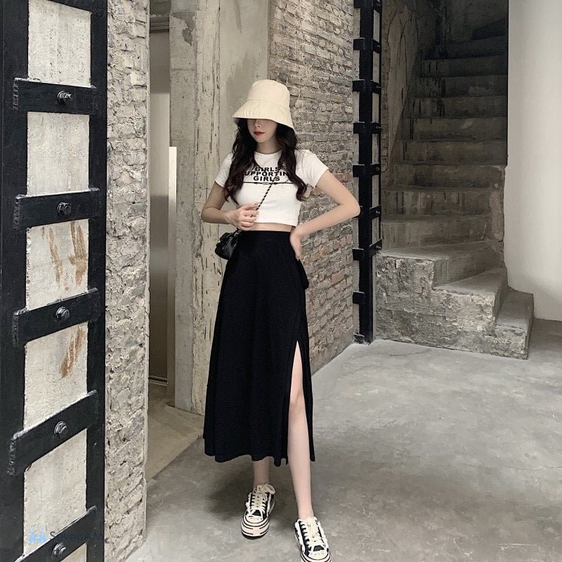 Chân váy dài xẻ tà - Xẻ giữa trước, xẻ hông hay xẻ sau lưng Chân váy dài xẻ tà - Xẻ giữa trước, xẻ hông hay xẻ sau lưng